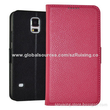 Top-layer Leather Mobile Phone Cases for Samsung Galaxy S5/9600, Elegant Style with Double Buttons